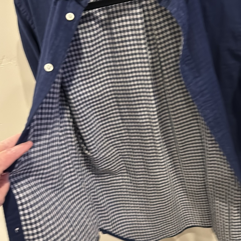 EUC  large Ralph Lauren button down in navy & white checked lining. - Picture 5 of 7